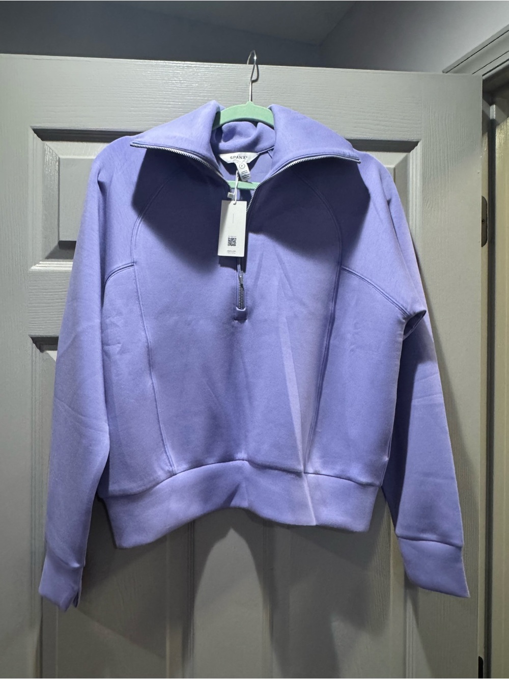 SPANX Lavender Half-Zip Cowl Pullover